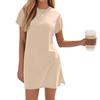 Women's Coverups Short Sleeve T-Shirt Dress Casual Side Slit Loose Fit Knee Length Beach Dress