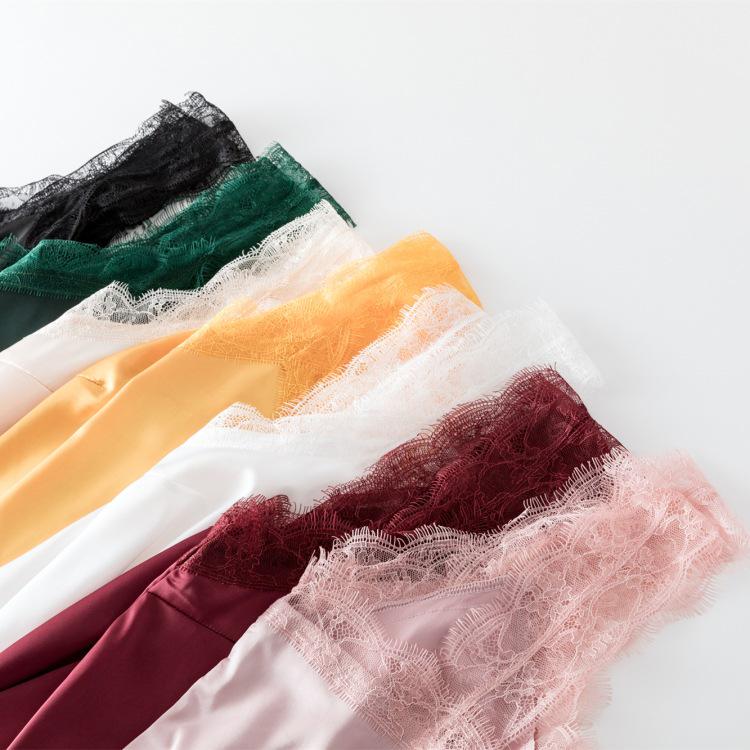 Damen V-Ausschnitt Spitzen-Patchwork Camisole mit Wimpernspitzen-Trägern