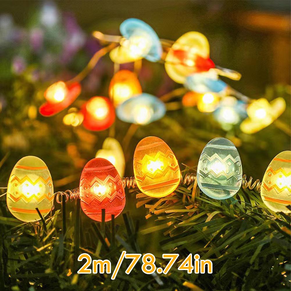 2M 20LED Bunny Rabbit Easter String Lights Battery Powered Decoration Copper Wire Lights Carrot Egg Holiday Festival Party Decor