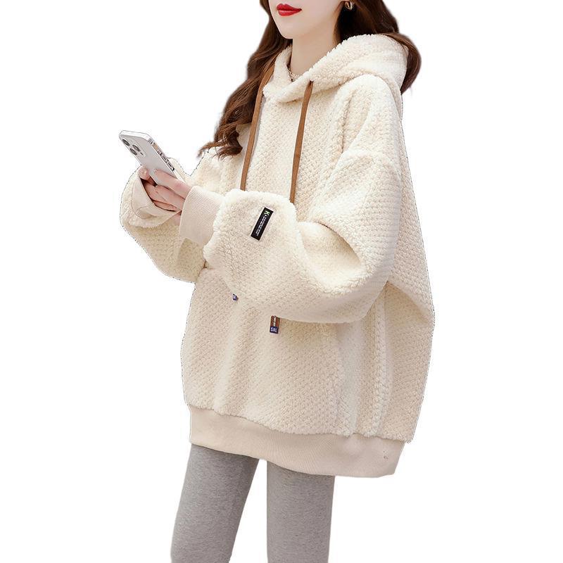 Autumn and Winter Updated Korean Version Comfortable Fit Small Hooded Fleece Jacket Top