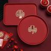 Red Wedding Ceremony Tea and Toasting Tray - Perfect for Fruits, Nuts, or Candy In the Living Room.