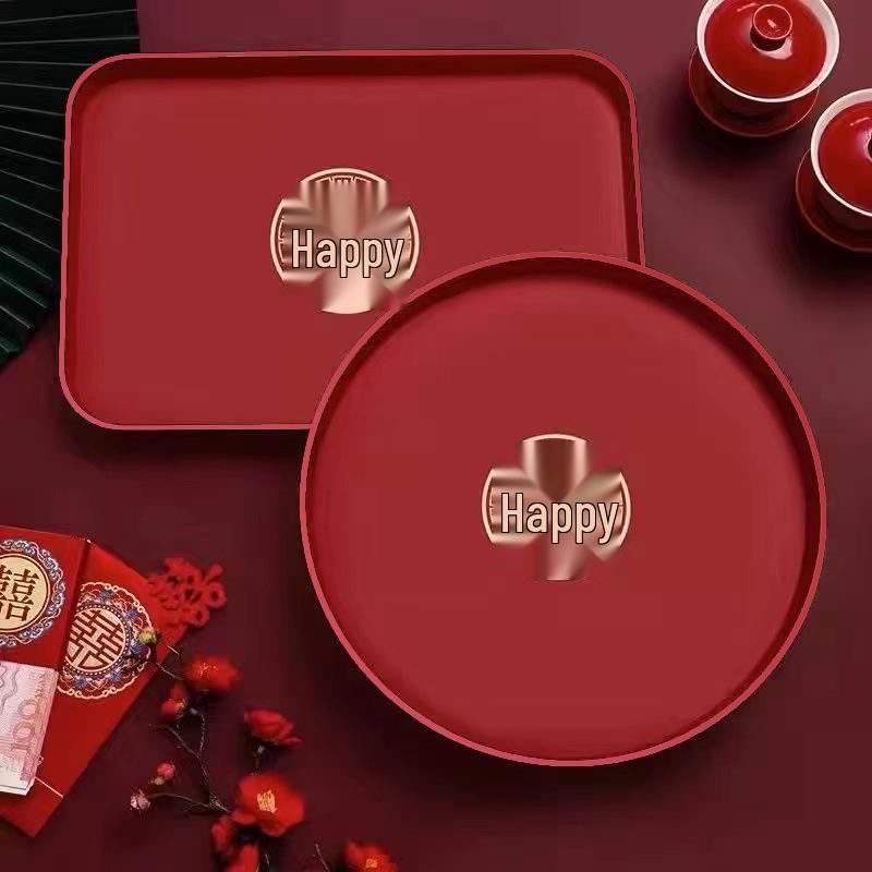 Red Wedding Ceremony Tea and Toasting Tray - Perfect for Fruits, Nuts, or Candy In the Living Room.