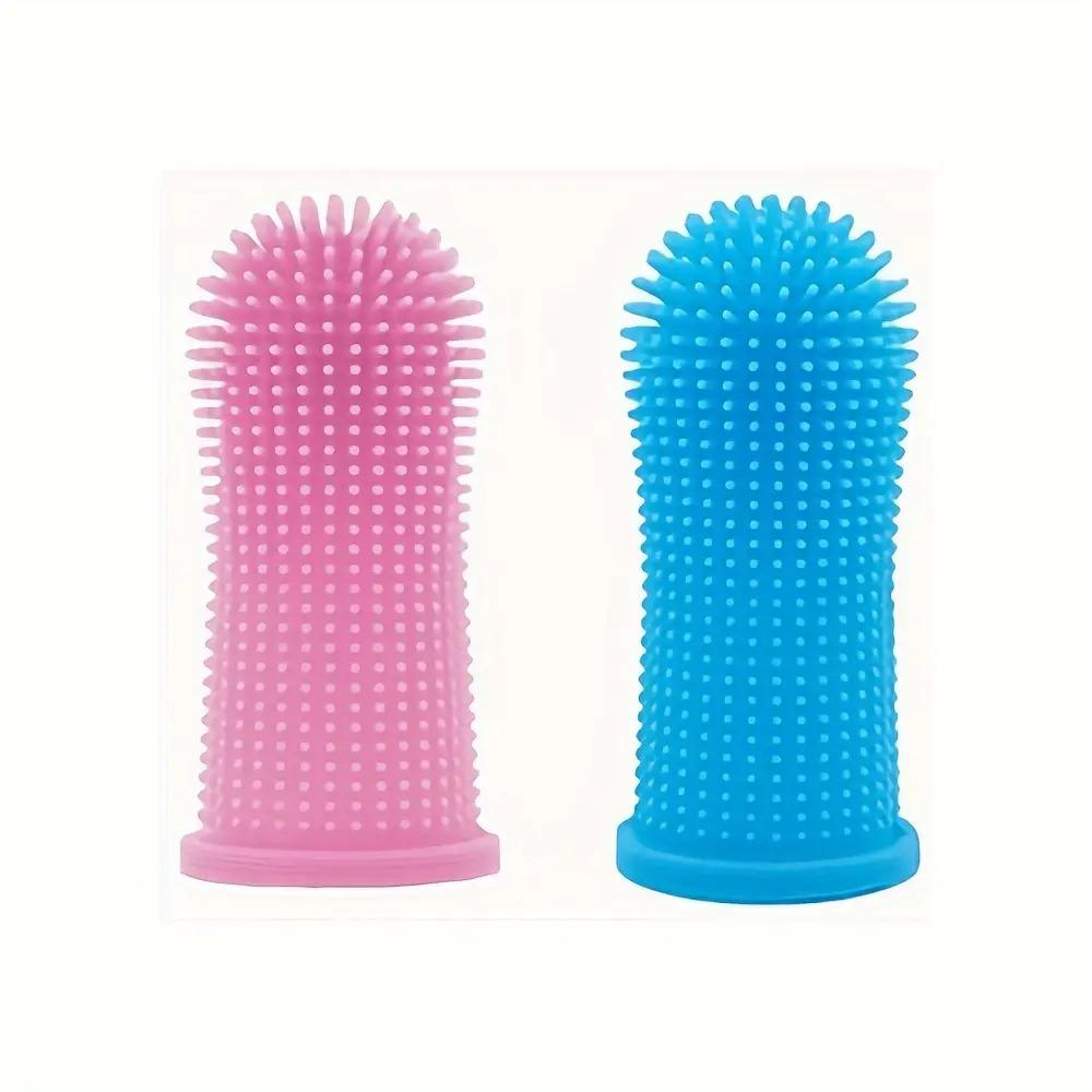 Dog Toothbrush  360ºDog Toothbrush Kit  Cat toothbrush  Dog teeth cleaning  Dog finger toothbrush  Dog toothbrushes for small and large Blue+Pink