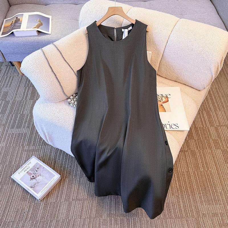 Two-piece Elegant Plus-size Women's Autumn and Winter New Style Shirt Sleeveless Dress