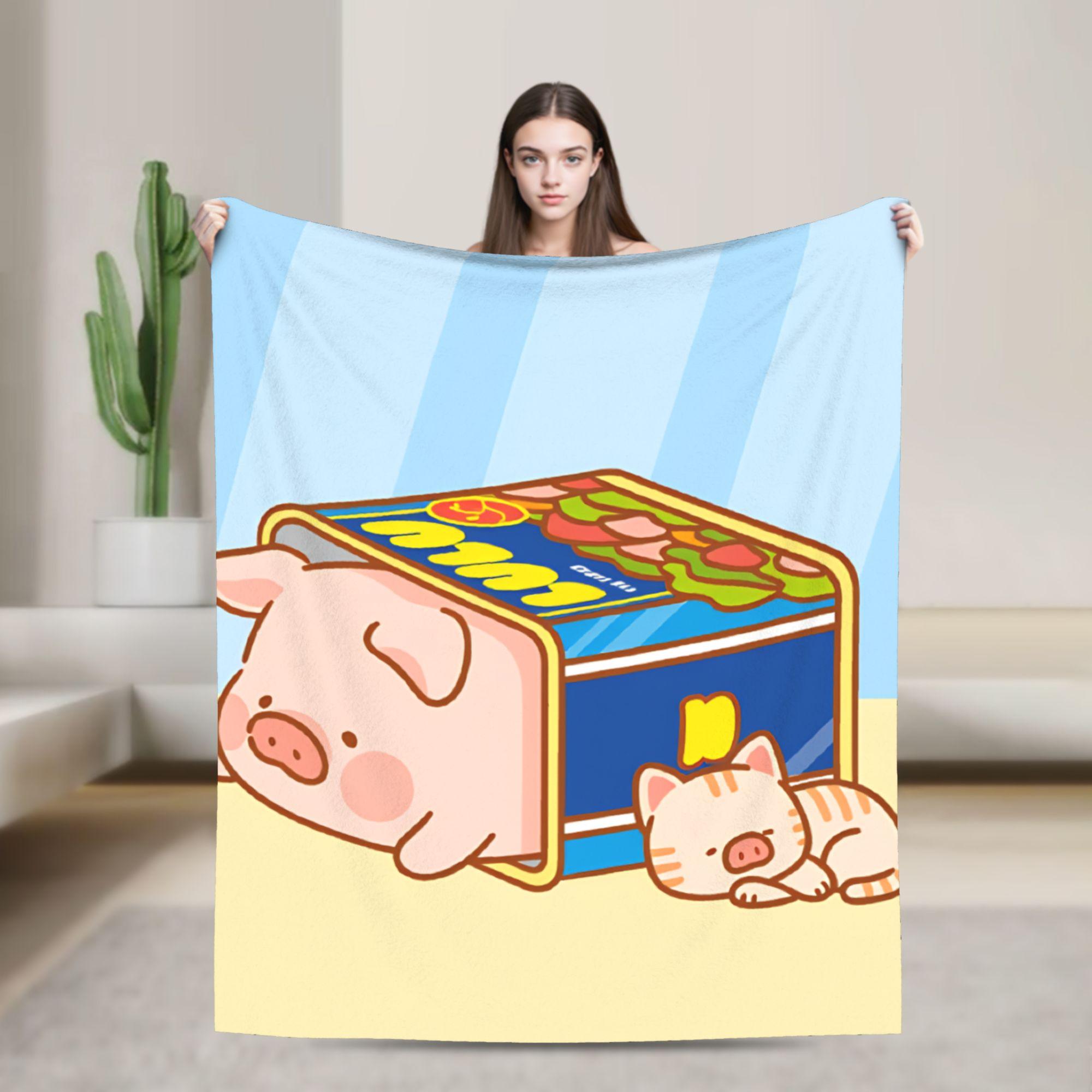 

Cartoon L-Lulu Pig Blanket Travel Flannel Throw Blanket For Bedroom Warm Custom DIY Quality Bedspread Birthday Present 30x40in