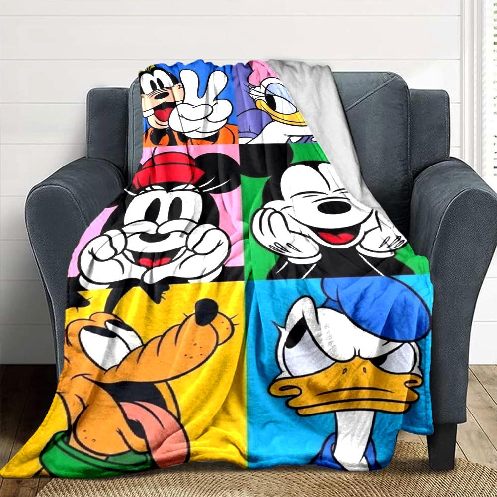 Pop Art Disney Characters Flannel Blanket Super Soft Warm Cozy Blanket For Sofa Bed Office Travel Allseason Home Decor Gift
