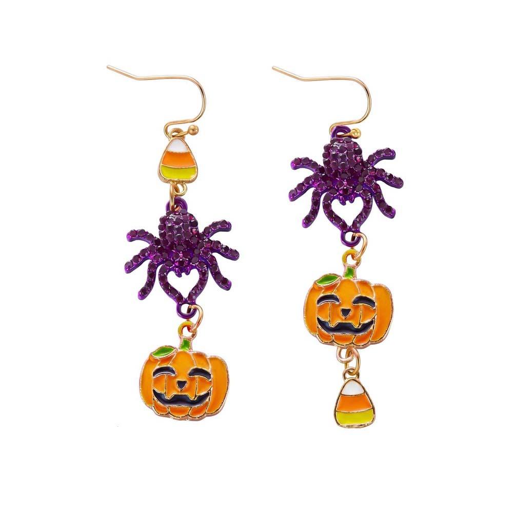 Quirky Halloween Earrings Enamel Metal Lightweight Gothic Drop Ear Jewelry Beaded Durable Witch Hat Ear Studs Women and Teens