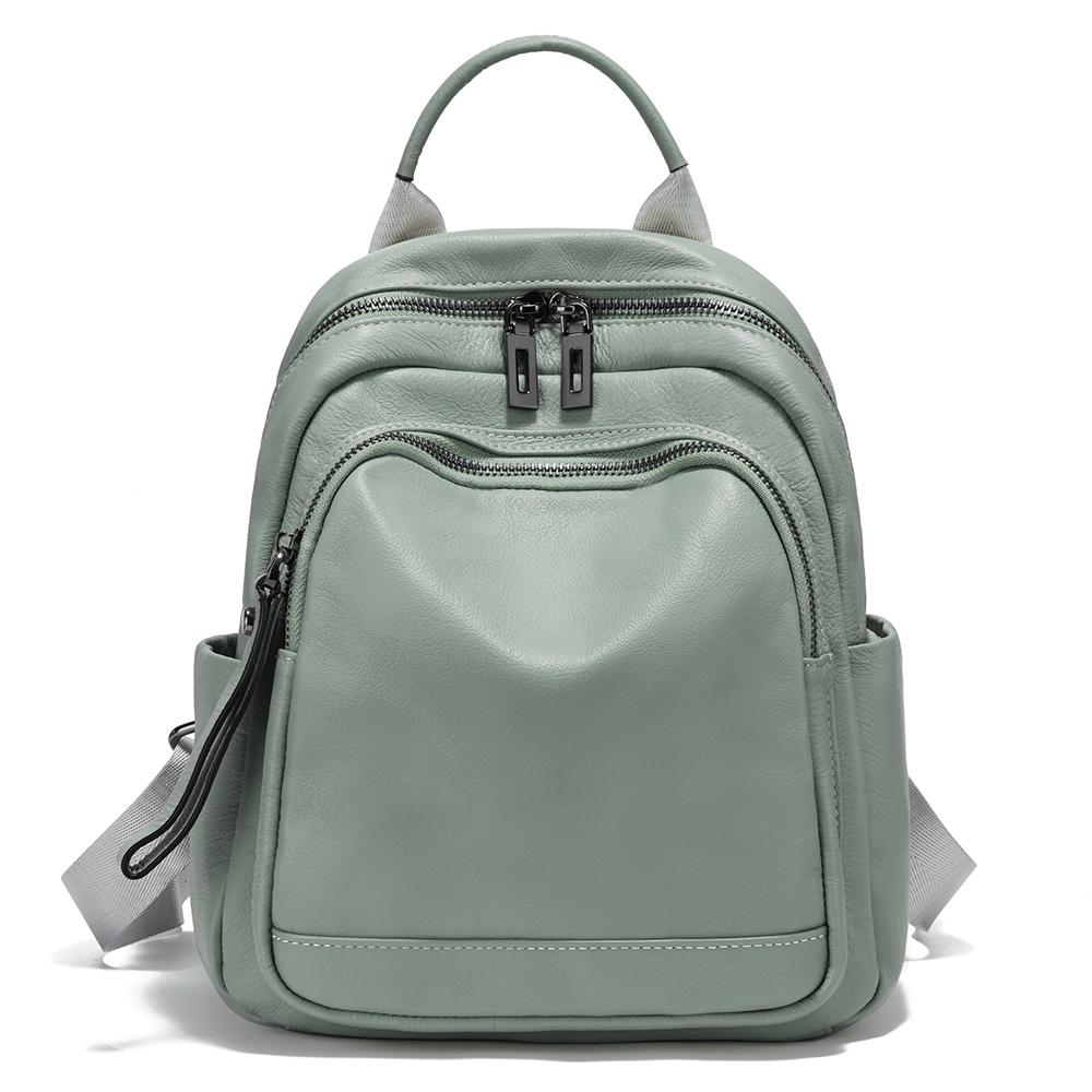 Zency Genuine Leather Stylish Backpack For Women Large Capacity Natural