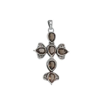 Smokey Quartz Silver Pendant, Cross Pendant, 925 Sterling Silver Handmade Jewelry, Silver Pendant, Spiritual Jewelry Ap7122