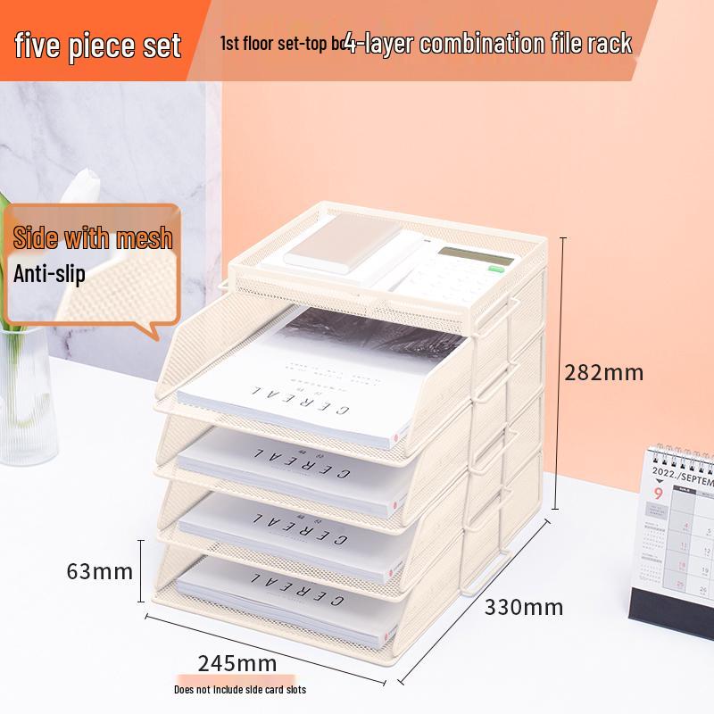 Multilayer A4 Metal Desktop File Organizer and Storage Rack Set for Office Supplies