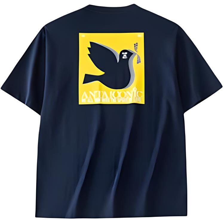 Anta Breathable Comfortable Loose Short Sleeve T-Shirt With Letter Print Men tops Midnight-Black 152428142-2