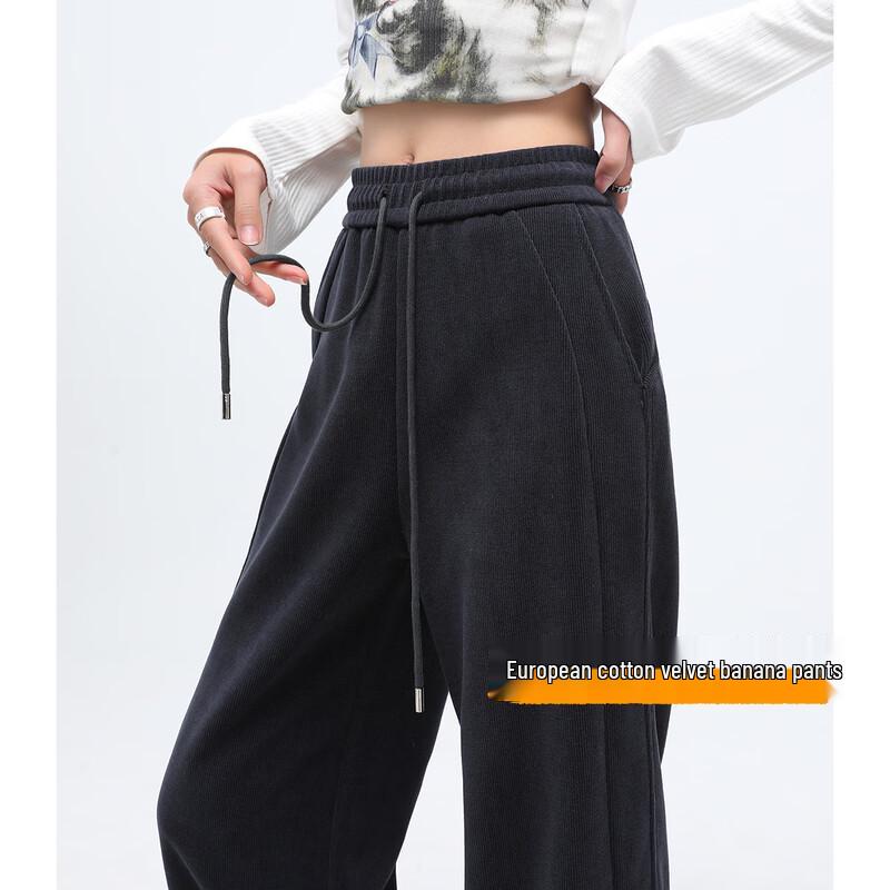 HSTYLE Women's High-Waisted Fleece Wide-Leg Casual Pants