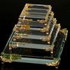 Pyramid Crystal Metal Ornament: Luxury Display Plate for Jewelry, Minerals, Figurines, & Wine