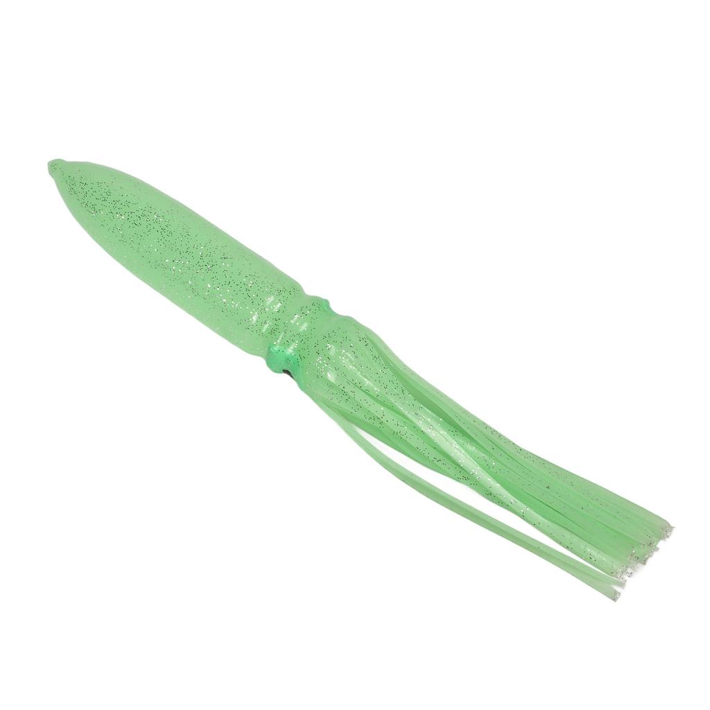10 Pcs Squid Lure 30cm Silicone Lifelike Luminous Squid Skirt Fishing Bait with Hook Green
