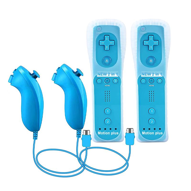 A Pair Remote Controller with Nunchuck Controller for Wii Games Control for Wii Console Wireless Gamepad with Motion Plus