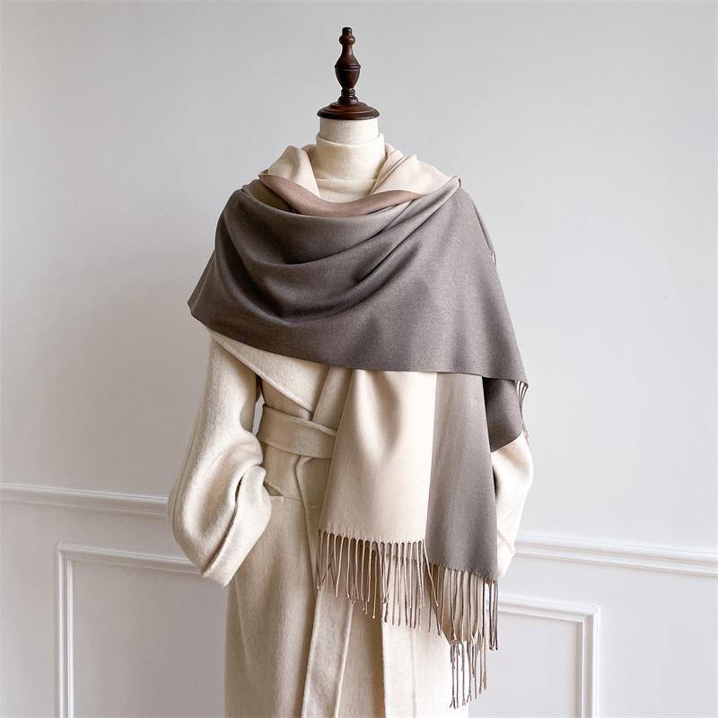 Luxury Winter Cashmere Scarf Women Gradient Handkerchief Warm Pashmina Female Shawl Wrap Soft Pareo Bufanda Winter Hijabs Stole