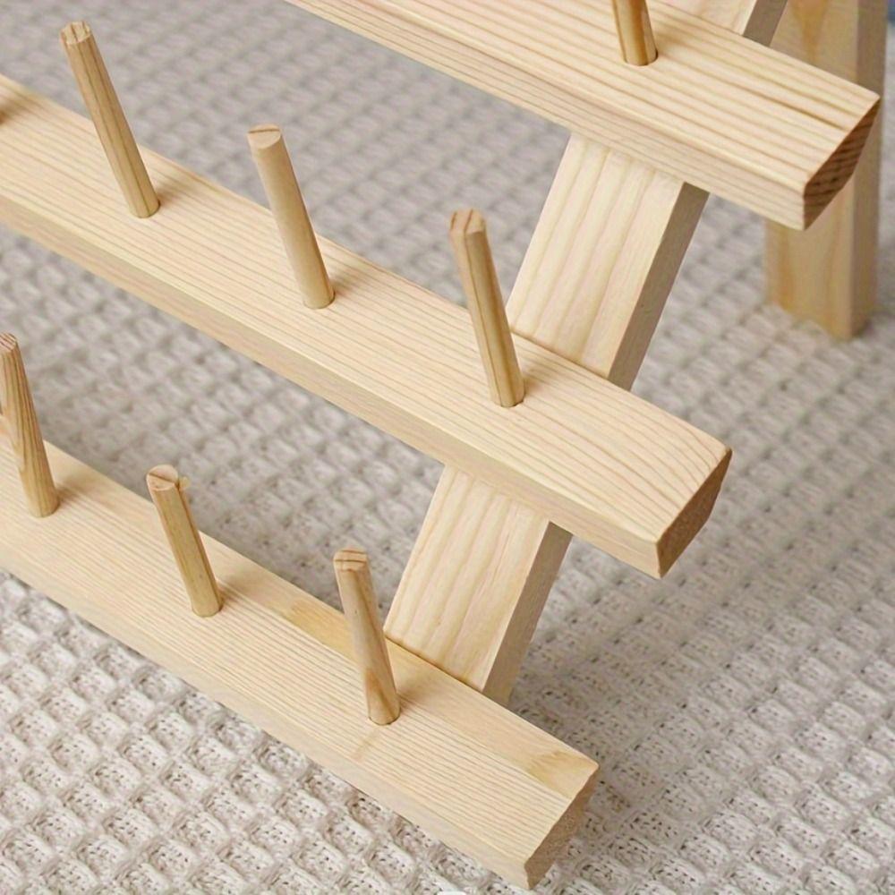 Foldable Sewing Thread Storage Rack 60 Spools Sewing Rack Organizer Wooden Thread Holder Rings