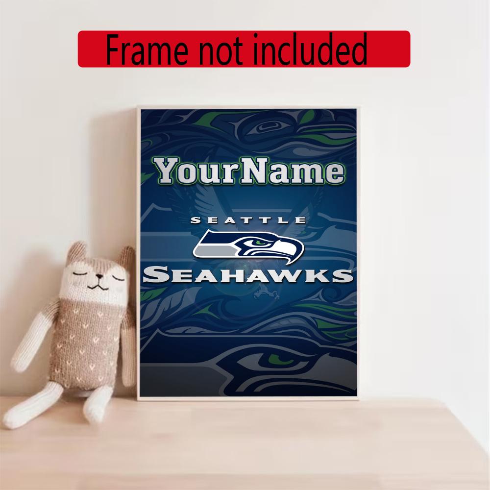 Seattle Seahawks Customize Your Name Diamond Painting Round Diamond Diy Frameless Holiday Artwork Suitable For Home Office Wall Decoration