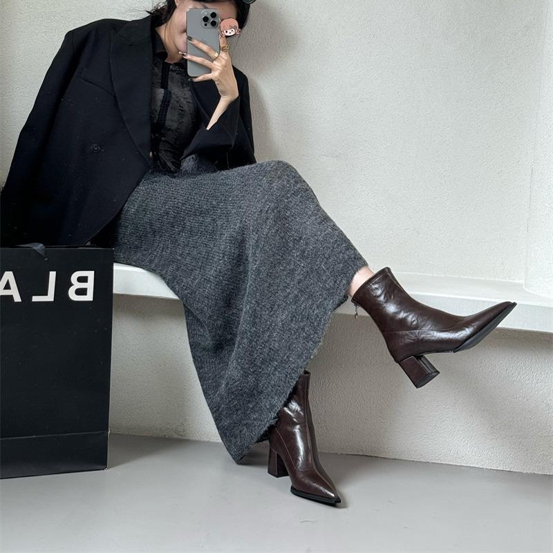 High Heel Pointed Toe Women Ankle Boots Ladies Elegant Slim Short Booties Autumn Winter Womem's Shoes