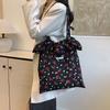 New Cute and Sweet Girl Portable Shoulder Bag Large Capacity Cherry Print Lotus Leaf Edge Tote Bag