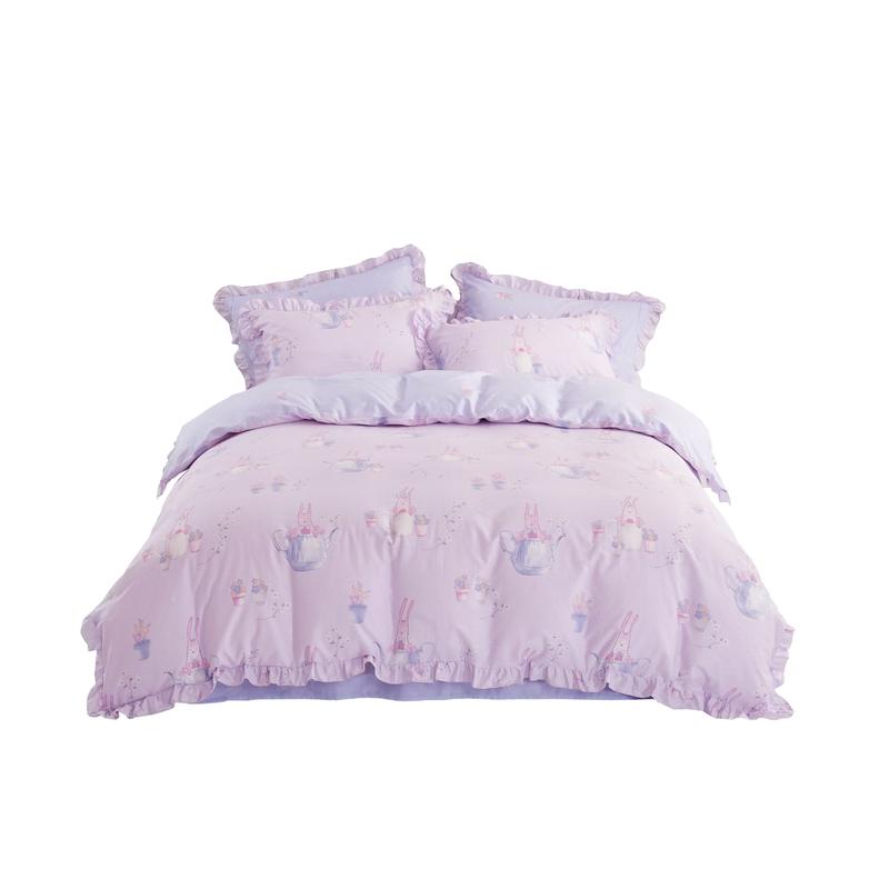 Luolai Kids Pure Cotton 4-Piece Bedding Set Flat Sheet Style, 1.5m Bed (200x230cm Duvet)