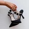 Fashion Crystal Bling Bling Sandals Pointed Toe High Heels Ankle Strap Stiletto Heel Glitter Shoes Women Career Dress Sexy Shiny Sandals