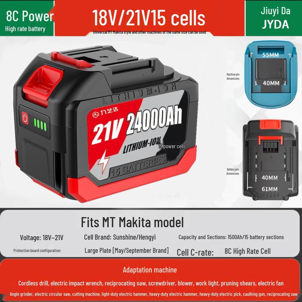 Compatible with Makita 21V Electric Wrench: Battery for Electric Saw, Car Washer, Angle Grinder, and Impact Wrench