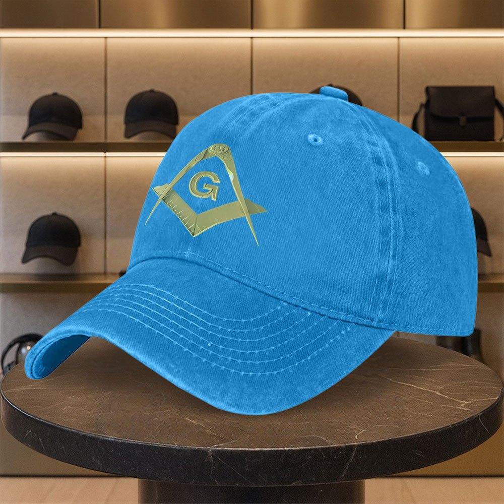 Freemason Compass Square Golden Print Unisex Adjustable Snapback Cap Lightweight Masonic Lodge Emblem Hat