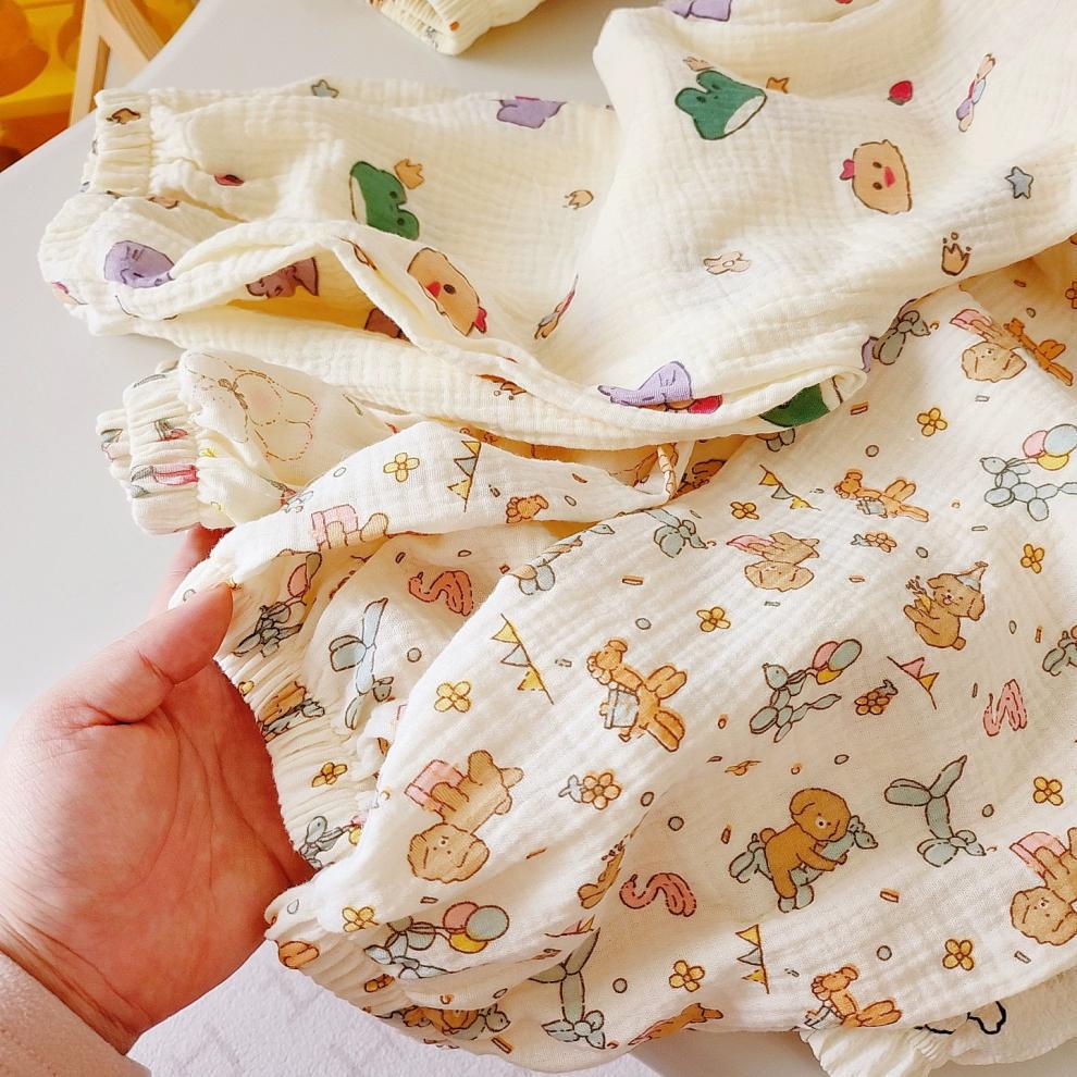 Pantaloni de bumbac pentru copii, respingători de țânțari - Stil de vară cu desene animate, Gaze coreene cu strat dublu pentru băieți și fete