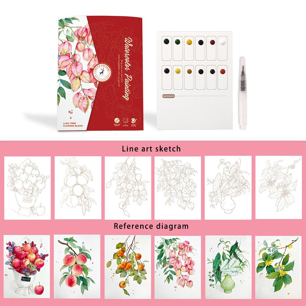 6 Creative Watercolor Painting Sets, Including Watercolor Paper, Dipping Pen, Art Painting and Coloring Pigments