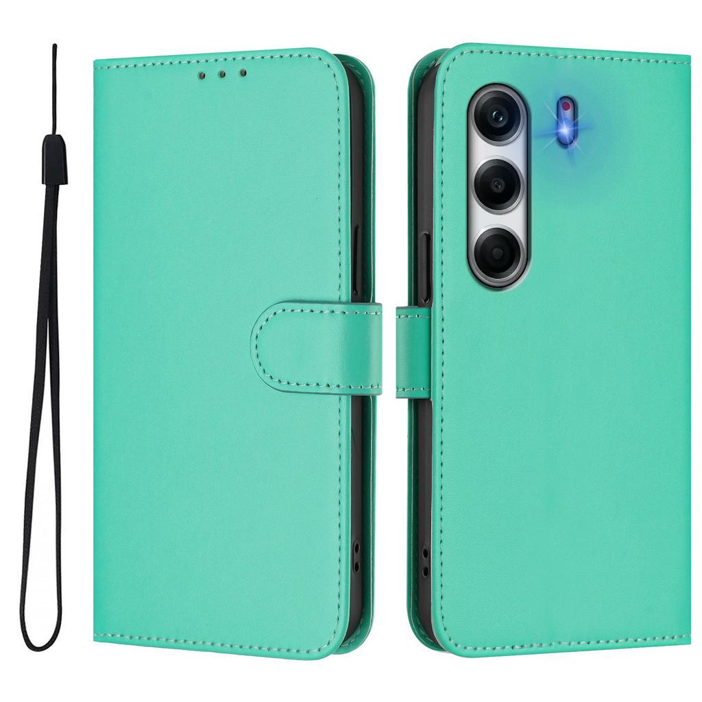 For TECNO Camon 40 Pro 4G Case Solid Color Wallet Leather Phone Cover with Strap