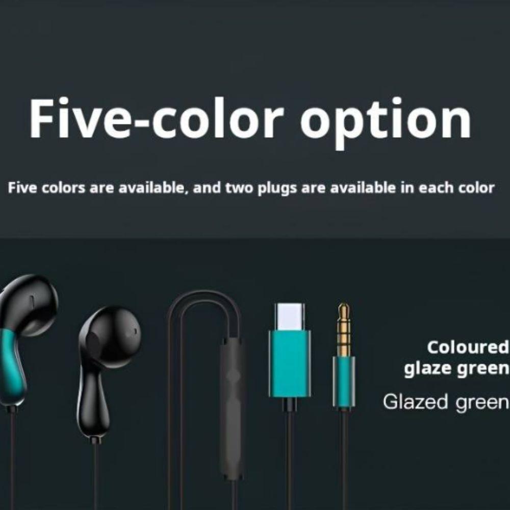 HD Mic Wired Headphones In-Ear Type C&3.5mm Earphones Music Headphone Hifi Stereo Headset Sport