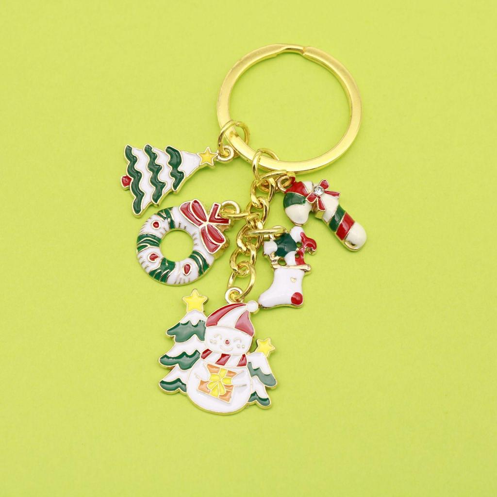 European Christmas Keychain Pendant: Snowflake & Santa Claus Tree Charm