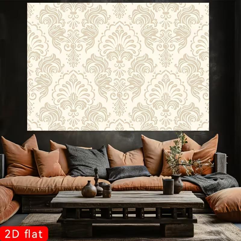 

2D Elegant Damask Pattern Backdrop Neutral Home Photography Background 47.2x31.5inch/120*80cm