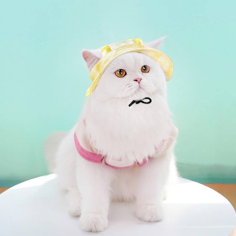 Ombrellino Estivo e Protezione Solare per Cani e Gatti Cappello Anti-perdita per Gatti Fibbia con Cordino Regolabile Cappello da Pescatore Cane Animale Domestico
