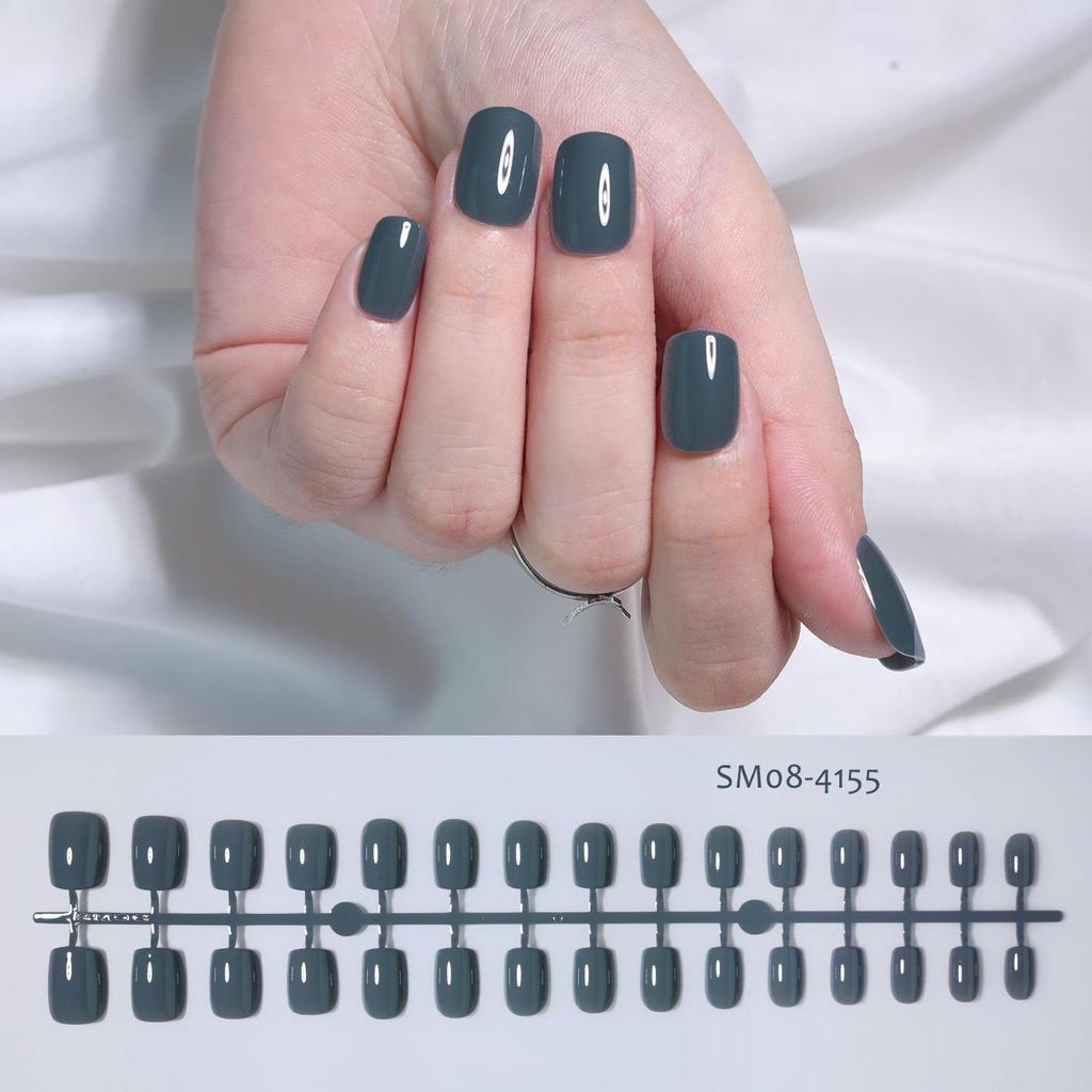 Autumn & Winter Solid Color Short Square Nails - 30 Pre-made Pieces in Striped Bag