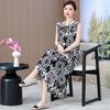Abito lungo da donna taglie forti Abito estivo casual elegante senza maniche con stampa vintage per donna