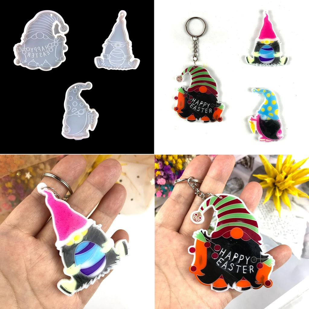 Shiny Glossy Silicone Resin Molds Easter Dwarf Keychain Mold DIY Keychain Pendant Jewelry Epoxy Resin Crafting Molds