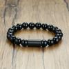 Deelfel Men's Agate Bracelet with Black Prayer Beads