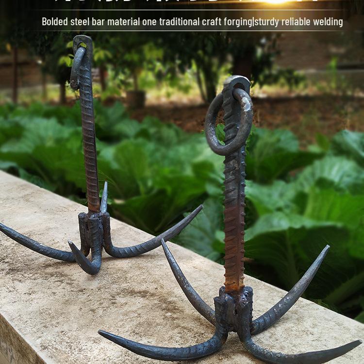 

Rebar Forged Iron Grappling Hook: Marine, Fishing, Meat, Weed, and Butterfly Anchor Hook. Small Iron Anchor