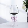 Pink Bow Glass Mug Decor Glass Cup Goblet Bow Handle Glasses Wine Cocktail Glass Dessert Ice Cream Bowl Drinking Glass