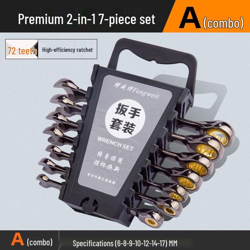 6-32mm Quick-Open Double-Ended Ratchet Wrench Set for Auto Repair