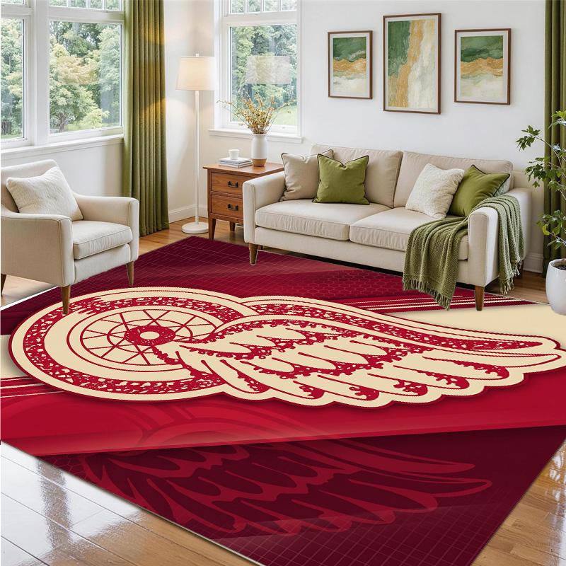 Detroit Red Wings Design Crystal Velvet Rug Soft Decorative Mat for Bedroom Entrance