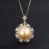 Jewelry Inlaid With Gold Beads, Light Yellow Gold With Diamonds, Ring Pendant Set, Beads 16Mm 14Mm