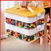 Building Blocks Storage Box with Board Cover Clear Dustproof Plastic Container StackableToy Organizer for Lego Bricks Small Toys