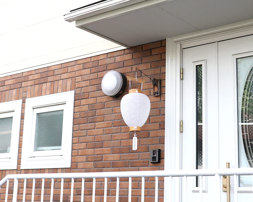 Bon Festival Lantern No. 30, Aikyoku Masu White Pattern, Gifu Lantern with LED Candlelight, for First Bon Festival, 49cm high x 28cm wide (fire box