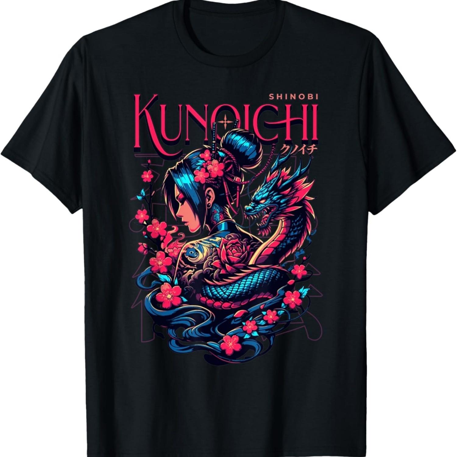 

Dragon Samurai Girl Kunoichi Cherry Blossom T-Shirt S чёрный