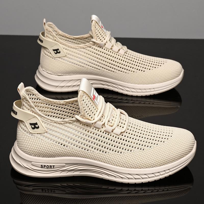 Spring New Fly-woven Casual Shoes Men's Trend Versatile Fashion Sports Shoes Light Running Spot Breathable