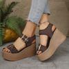 Fashion Retro Buckle Design Casual Thick Soled Sandals for Women 2025 Summer New Grass Woven Open Toes Comfortable Fashion Beach Sandals