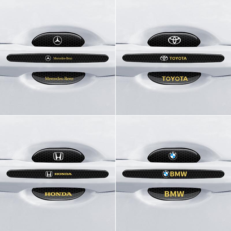 Black Reflective Rhombus Car Door Handle Protector: Anti-collision, Anti-scratch, Wear-resistant Sticker